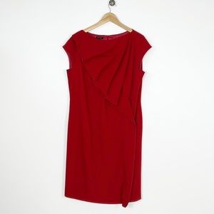 Red Escada Pleated MIDI Dress Size 46